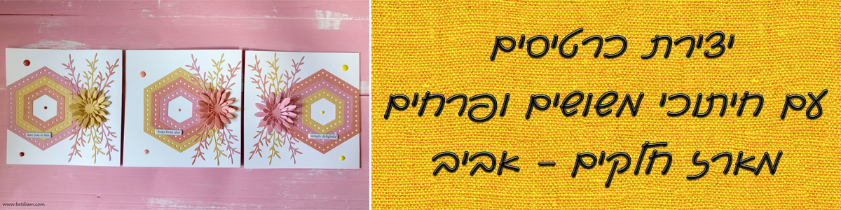 יצירת כרטיסים עם חיתוכי משושים ופרחים